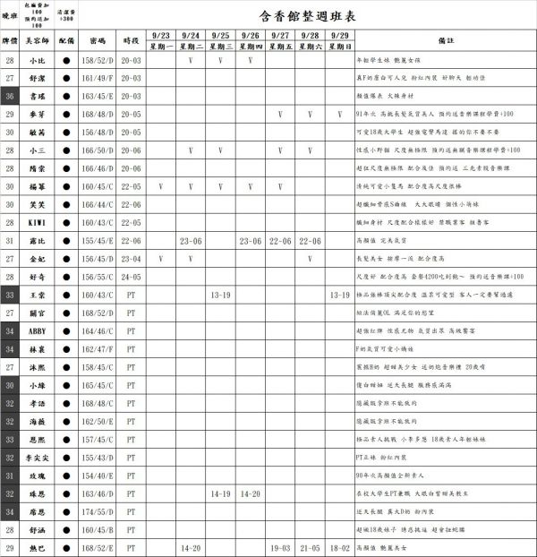 【含香館】班表-【愛約客】台北正妹舒壓按摩