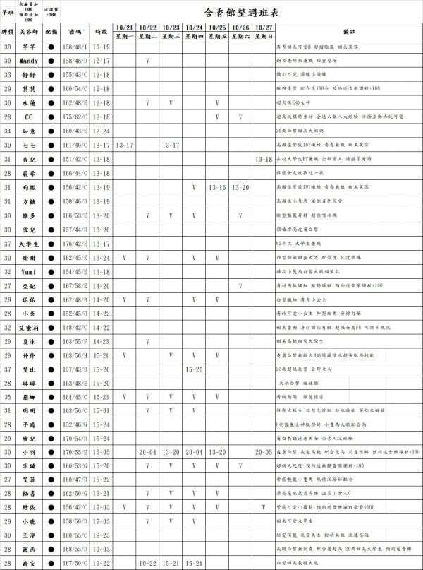 【含香館】班表-【愛約客】台北正妹舒壓按摩