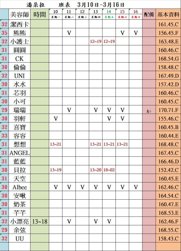 【潘朵拉紓壓館】最新班表-【愛約客】台北正妹舒壓按摩