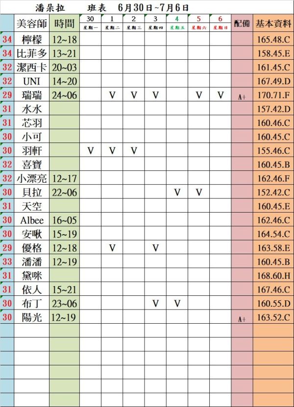【潘朵拉紓壓館】最新班表
